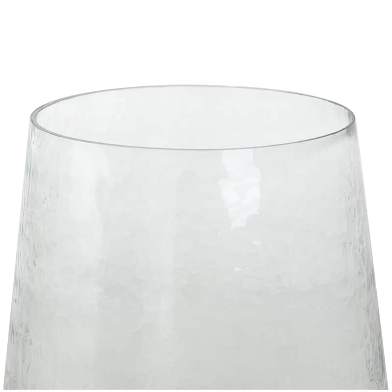 Stainless Steel Metal Hurricane Lamp with Stainless Steel X Shaped Base - Clear - Roche River Decor