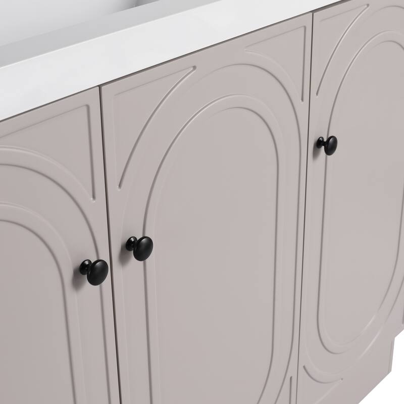 Modern 48 Inch Freestanding Bathroom Vanity Base without Sink, Storage Cabinet with Soft-Close Doors and Adjustable Shelves