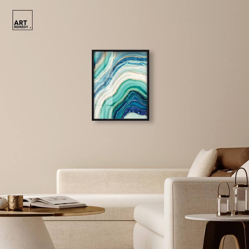Blue Green Abstract Agate I Shadowbox by Art Remedy