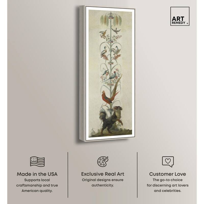 Birds and Flowers II Panoramic Canvas by Art Remedy