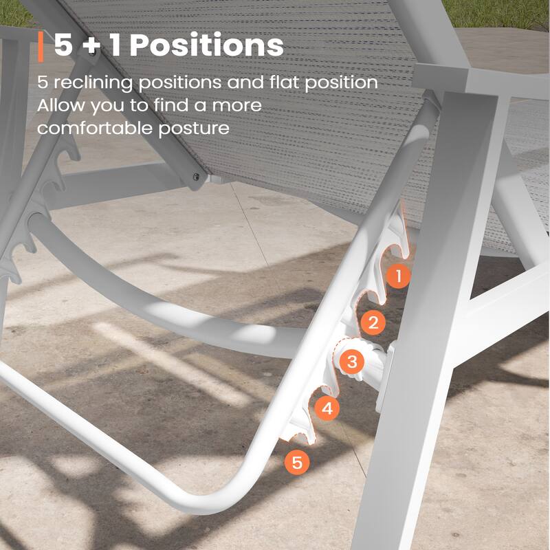 Pellebant 2PCS Patio Aluminum Adjustable Chaise Lounge Chair