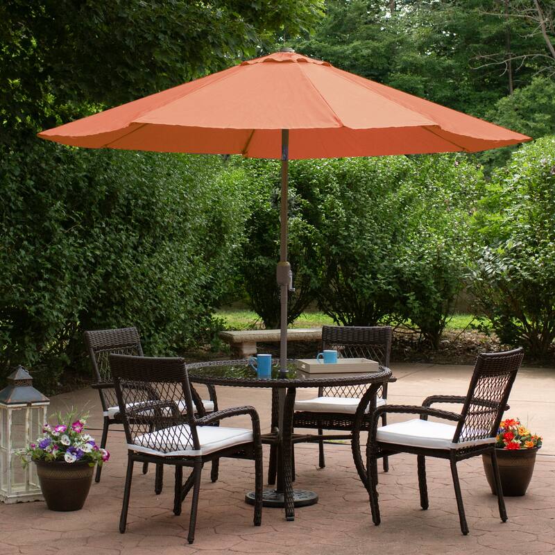 9ft Outdoor Patio Market Umbrella with Hand Crank and Tilt