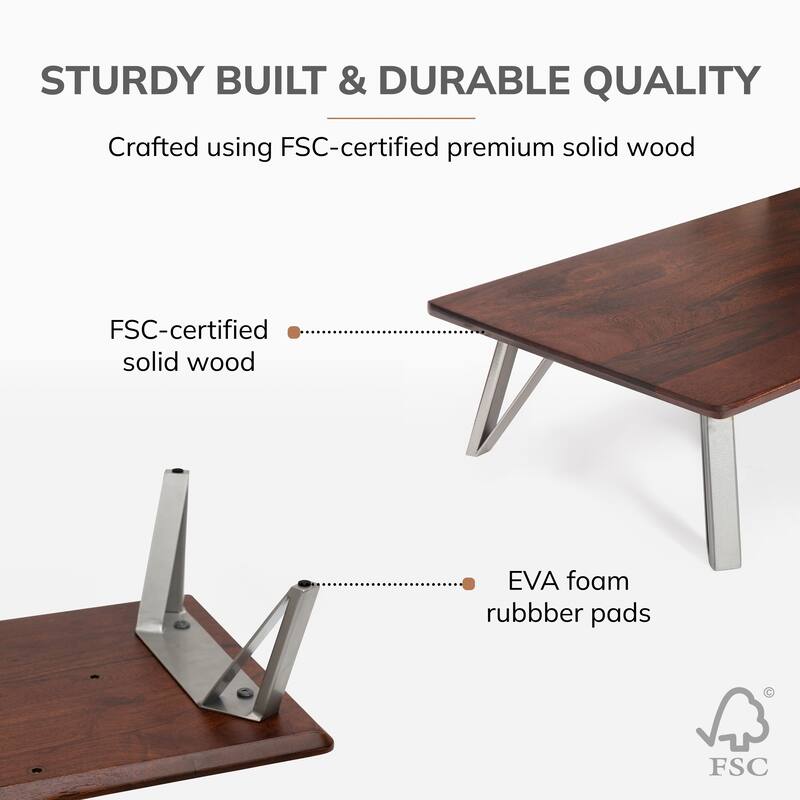 Jani Wood Monitor Stand Riser Desk - Ergonomic Design Stand, Desktop Organizer Table for Home, Office Workspace, Gaming Desk