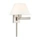 preview thumbnail 10 of 12, Livex Lighting 1-Light Off-White Shade Swing Arm Wall Lamp, 40039