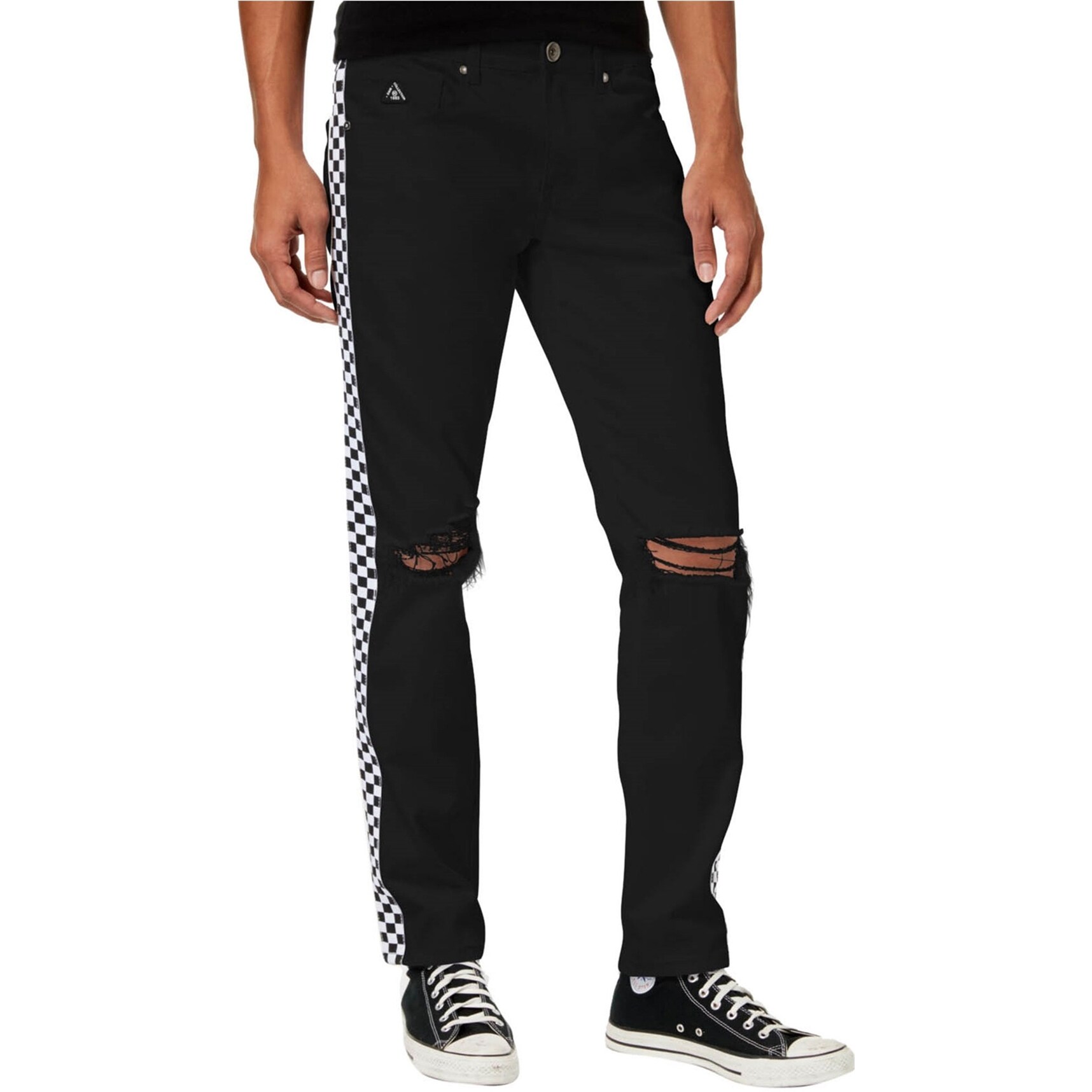 black ripped jeans with checkers