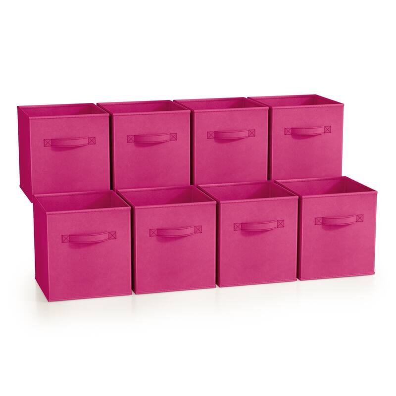 Sorbus Fabric Storage Bins 11" Foldable Cubes With Handles For Pantry, Cubbies, Toy And Closet Shelving Organization - 8Pk - Pink