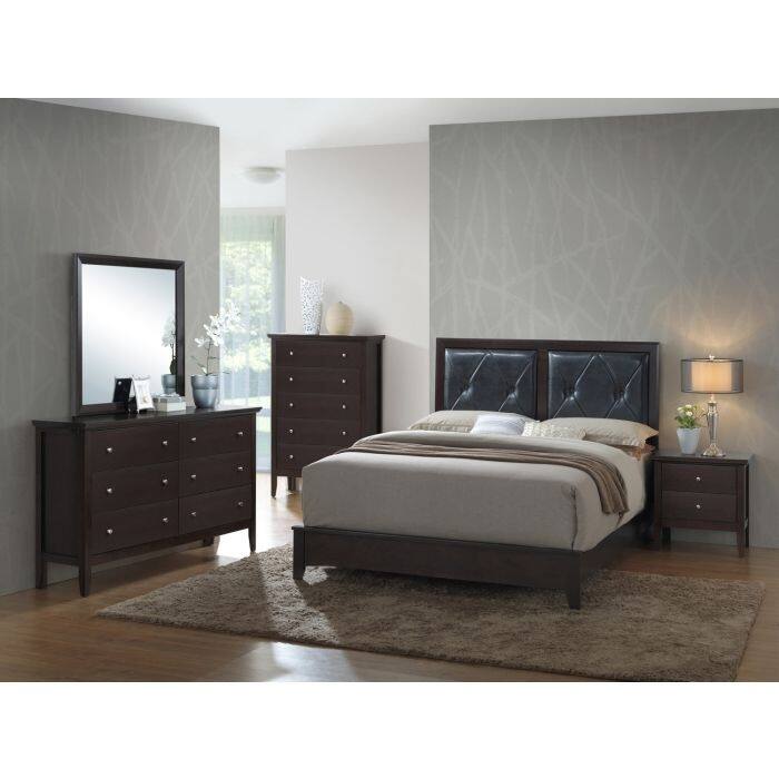 Elegant Espresso Full Bed with Transitional Design, 52x59x80 Inches, Warm Finish, Durable Materials