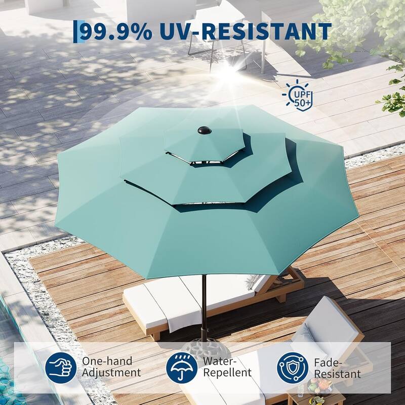10Ft 3-Tier Patio Umbrella, with Vents, Easy Crank & Tilt