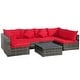 preview thumbnail 10 of 8, Gymax 7PCS PE Rattan Patio Sectional Sofa Conversation Set w/ Red - See Details