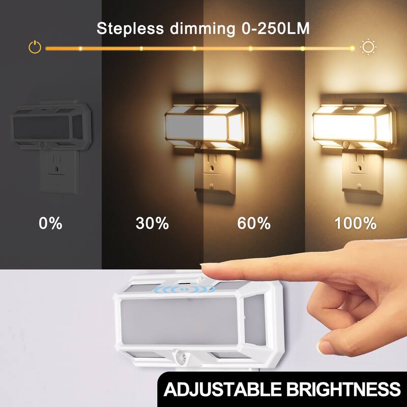 YANSUN 2-Pack Light Sensor Night Light, Tough Design, Dimmable, Warm 3000K