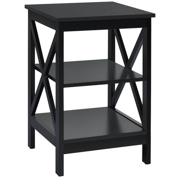 slide 1 of 43, Gymax 3-Tier Nightstand End Table X Design Storage Display Shelf Black