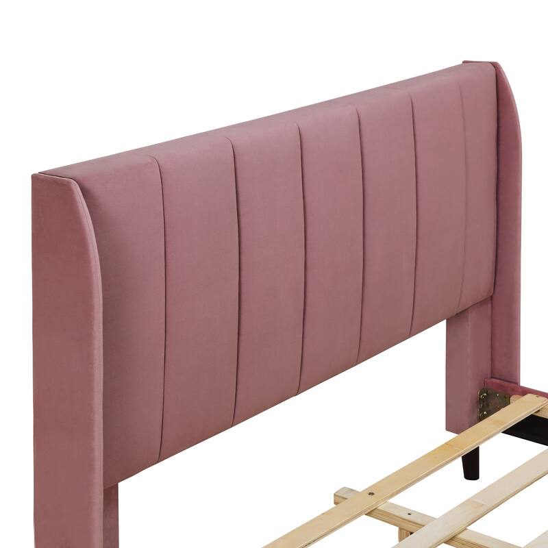 Full Upholstered Platform Bed in Velvet with Elegant Tufted Headboard, Support for 700lbs, and Open Underbed Storage