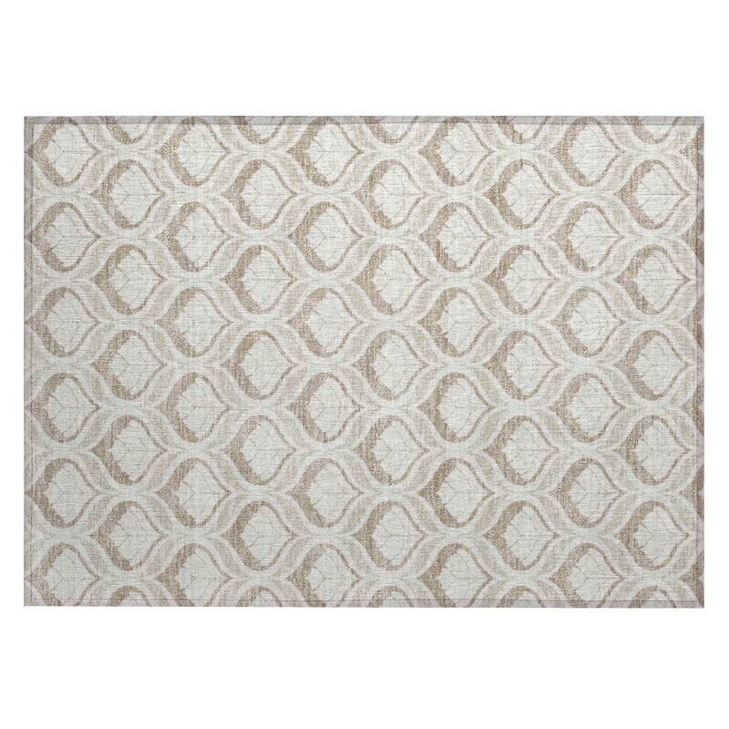 Machine Washable Indoor/ Outdoor Modern Trellis Chantille Rug