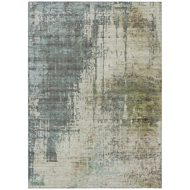 Machine Washable Indoor/ Outdoor Chantille Abstract Ombre Rug
