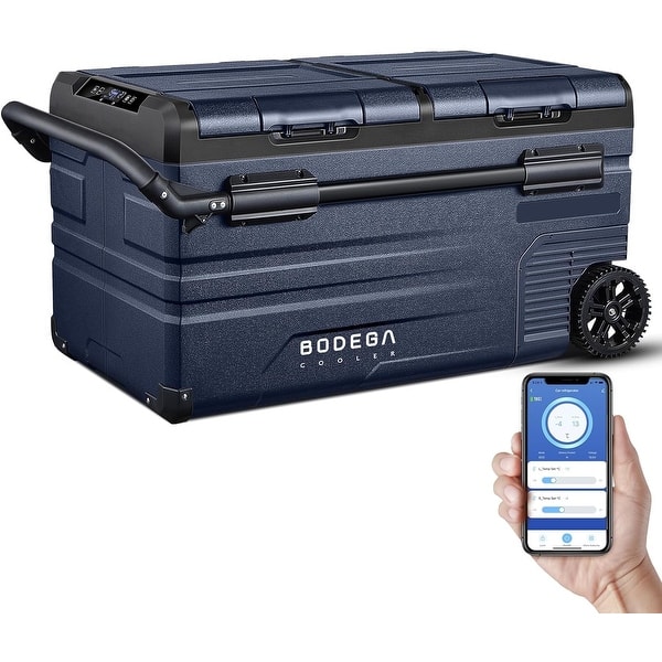slide 2 of 8, BODEGA 12V Portable Freezer Car Refrigerator, Dual Zone RV Car Fridge WIFI APP Control, 120/240V AC and 12/24V DC 80 Quart (75L) 102cans