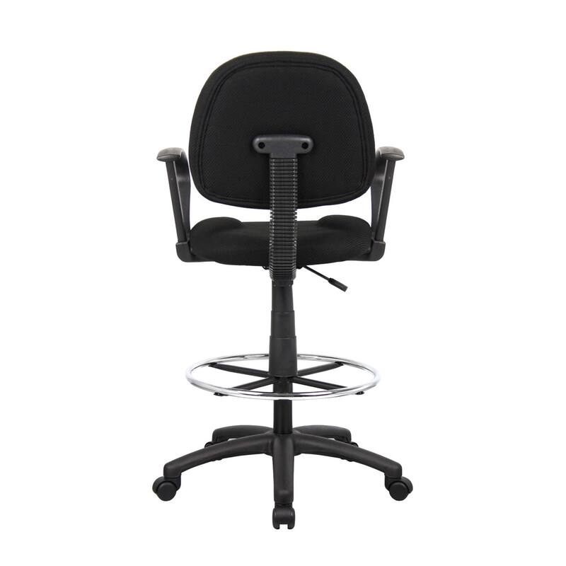 Jea Drafting Stool Chair, Loop Arms, Black Tweed, Round Footring