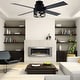 preview thumbnail 3 of 10, Oaks Aura 52in. Black Industrial Flush Mount Ceiling Fan with Lights and Remote, 6-Speeds Reversible Low Profile Ceiling Fan