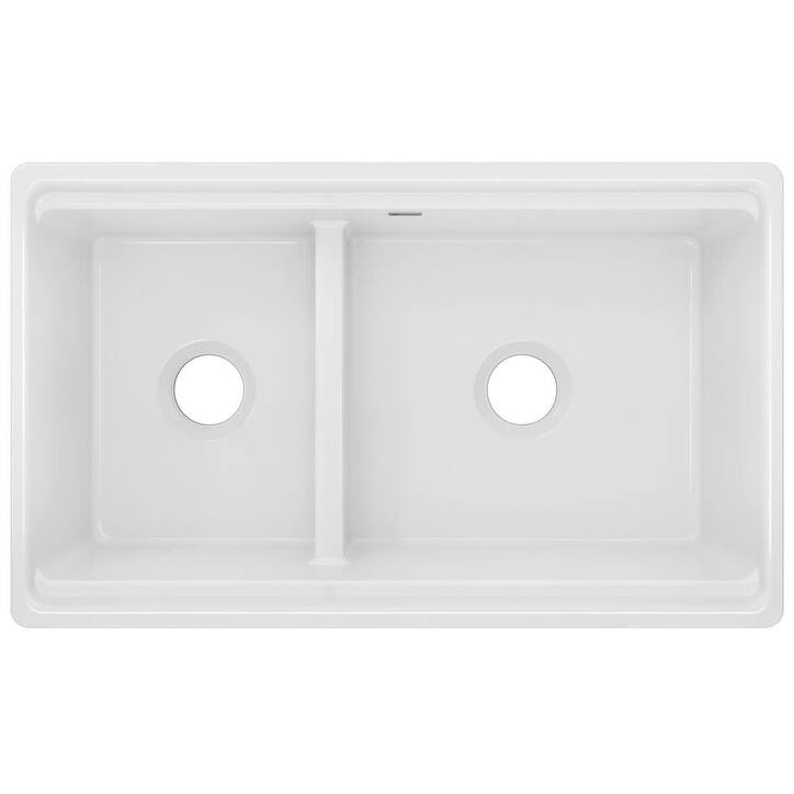 Elkay 33" Farmhouse Double Basin Fireclay Kitchen Sink with Cutting