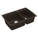 preview thumbnail 23 of 63, Karran Drop-In Quartz 34 in. Double Bowl 60/40 Kitchen Sink With Bottom Grids and Strainers