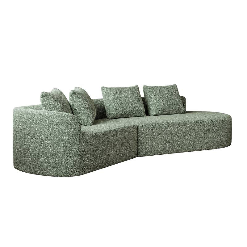 Modular Curved Sectional Sofa, Oversized Chenille Cloud Couch, Compressed Upholstered Sofa with 4 Throw Pillows