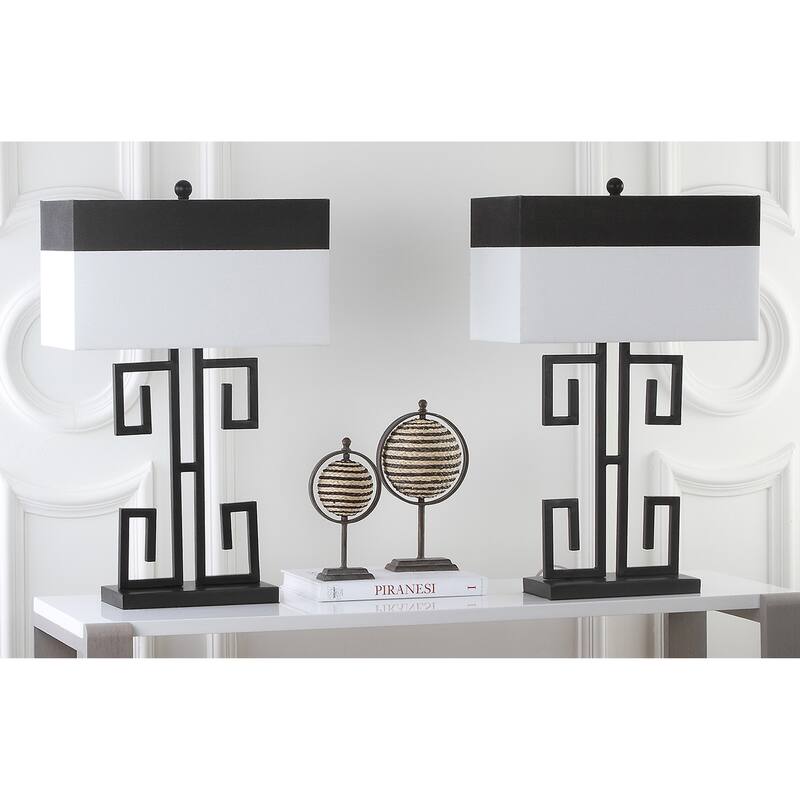 SAFAVIEH Lighting Yaeko Greek 28-inch Table Lamp (Set of 2) - 18" W x 9" D x 28" H - 18" W x 9" D x 28" H - 18"W x 9"D x 28"H