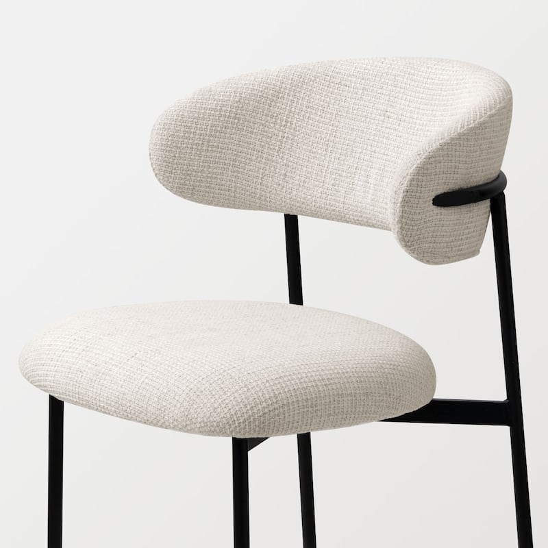 Modern Upholstered Dining Chairs with Curved Open Back and Black Metal Legs (Set of 4)