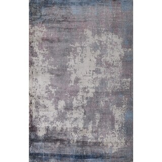 Purple Modern Abstract Area Rug Hand-Knotted Wool Carpet - 6'0