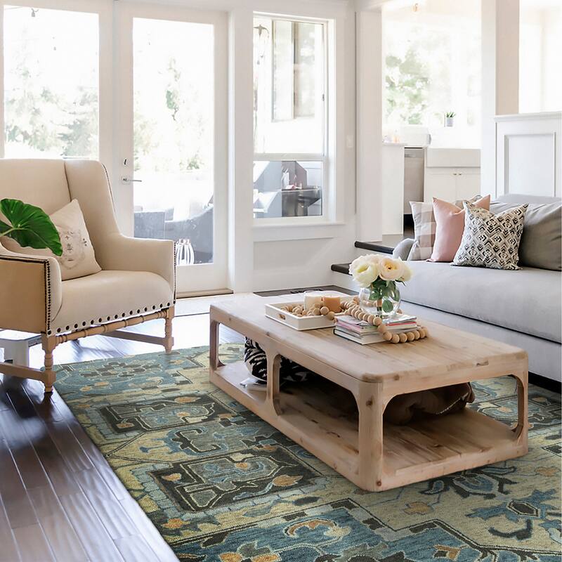 Finerie Hand-Tufted Wool Area Rug - 4' x 6' - Blue
