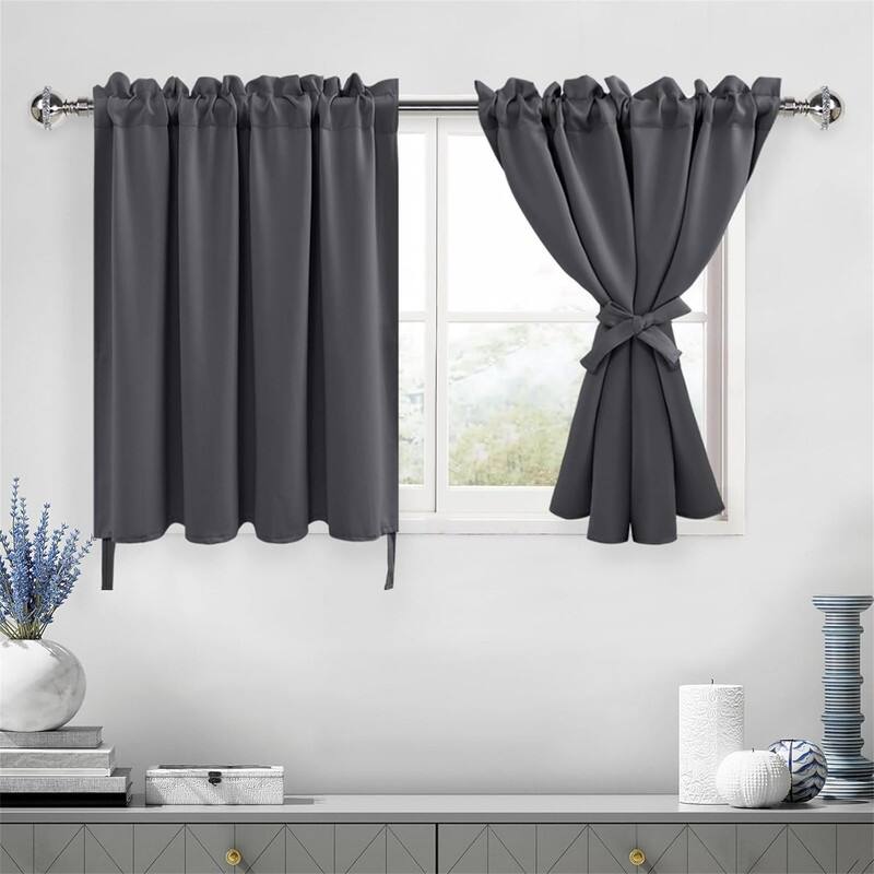 Dark Grey Tier Curtains 42x36" Bathroom Kitchen