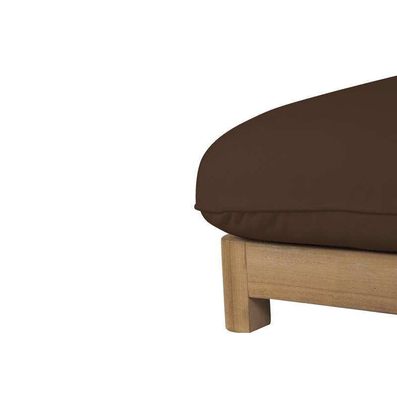 NADAAL STUDIOS Sorelle Outdoor Lounge Chair, Adjustable Backrest, Solid Teak Frame, Brown Olefin Fabric