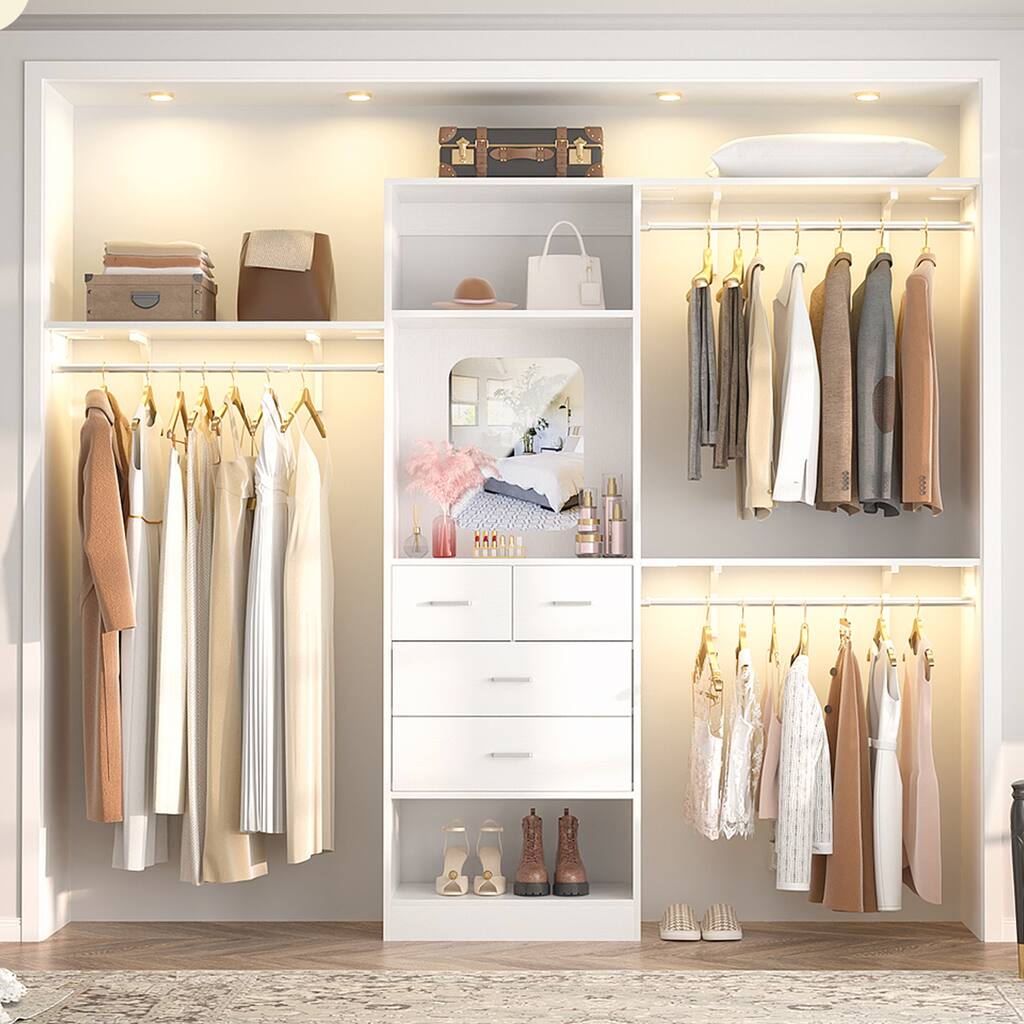 View of 25'' W Freestanding Closet System with 2 Wooden Drawers and Adjustable ...