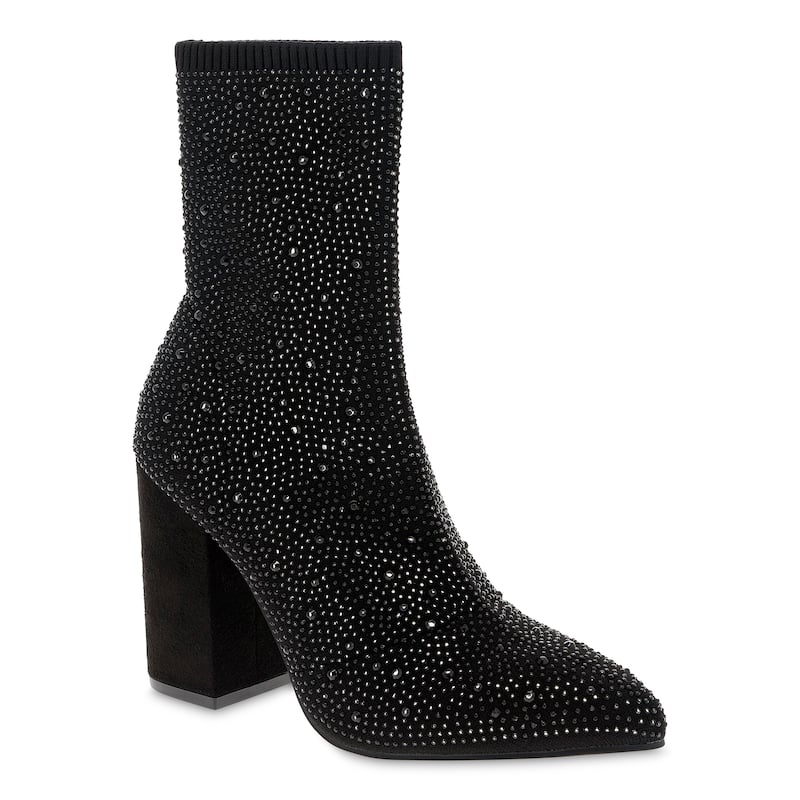 MIA Magdalena Rhinestone Stretch-Knit Sock Bootie