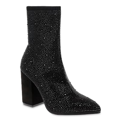 MIA Magdalena Rhinestone Stretch-Knit Sock Bootie