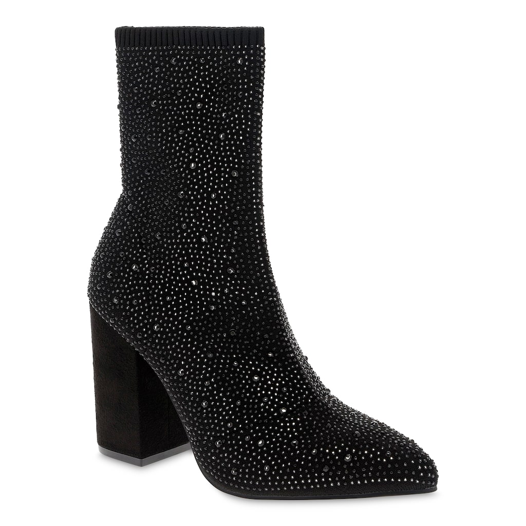 MIA Magdalena Rhinestone Stretch-Knit Sock Bootie