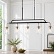 preview thumbnail 1 of 15, LALUZ Modern 5-Light Hand-blown Glass 41" W Chandelier Gun Black Gold Kitchen Island Light - W 41.3" x D 4.3" x H 24"