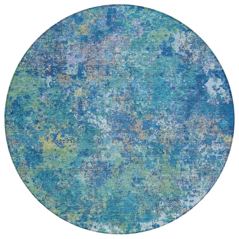 Machine Washable Indoor/Outdoor Abstract Watercolor Chantille Rug