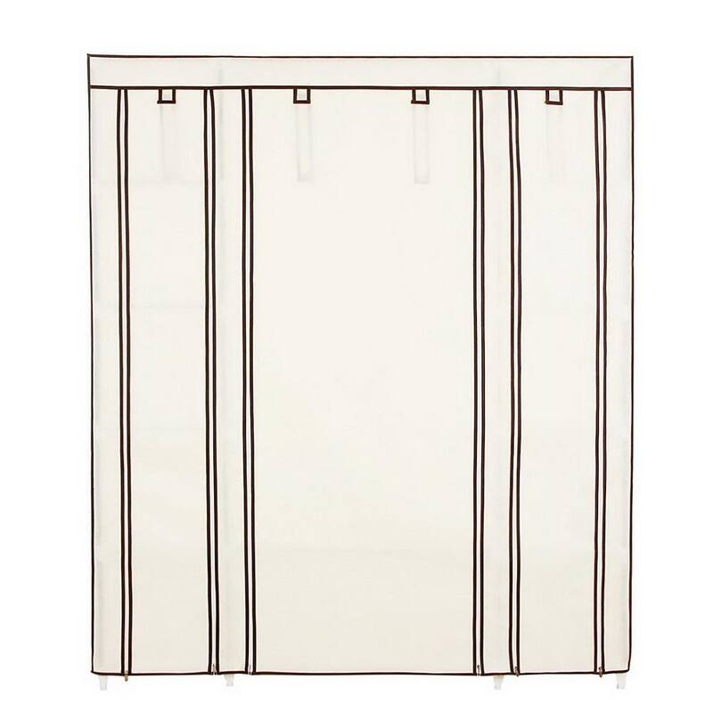 Portable Clothes Closet Non-Woven Fabric Wardrobe Storage Organizer Beige