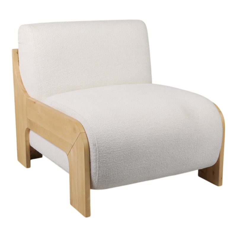 Wood Low-Profile Chair Armless Design Upholstered Frame - 31" Ivory - 29.75" x 36.75" x 30.5" - 29.75" x 36.75" x 30.5" - Ivory