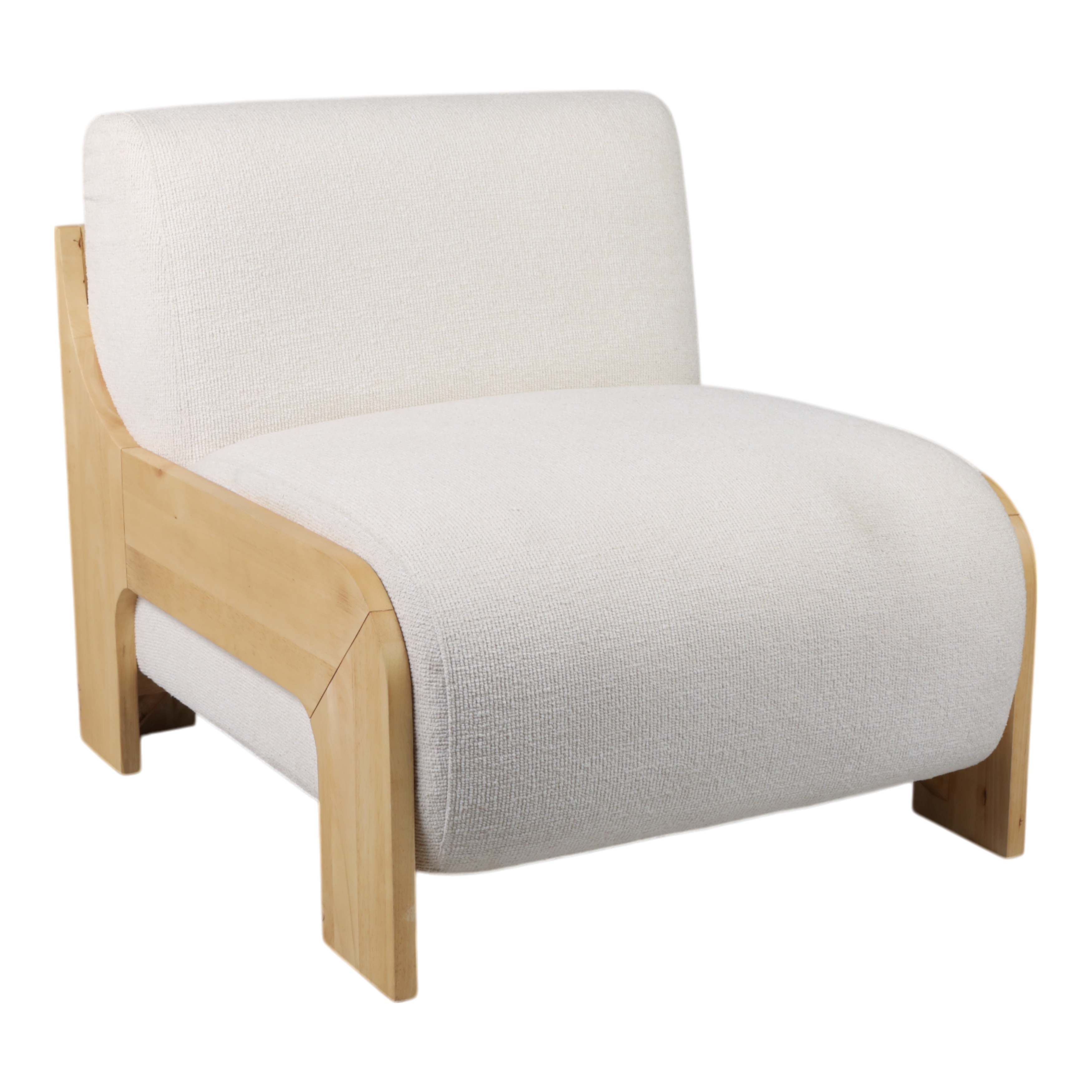 Wood Low-Profile Chair Armless Design Upholstered Frame - 31" Ivory - 29.75" x 36.75" x 30.5"