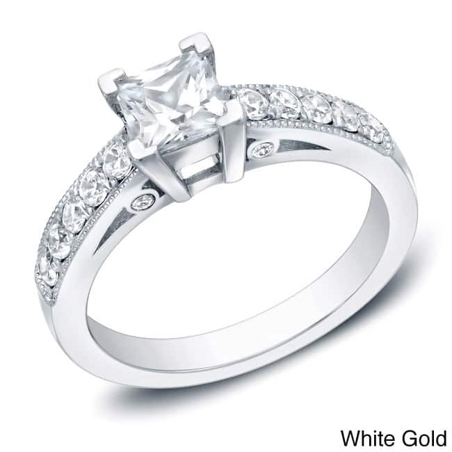 Auriya 14k Gold 1ctw Modern Princess-cut Diamond Engagement Ring (H-I, SI1-SI2) - White - 4