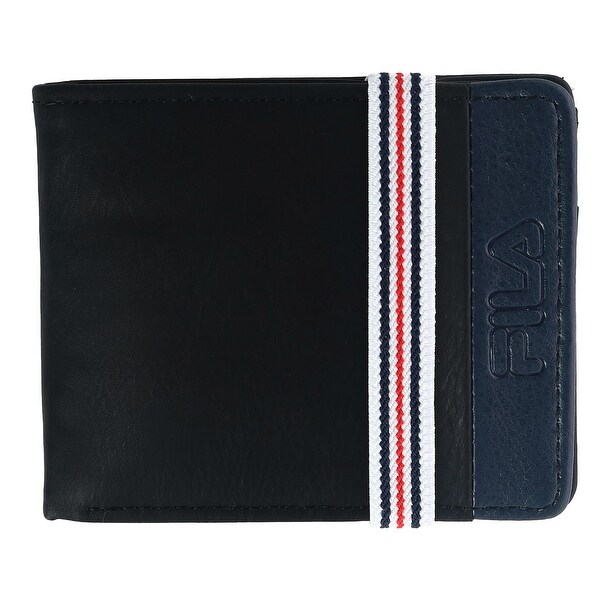 Shop Fila Men�s Bifold Wallet with Striped Elastic Band Shop Fila Men�s Bifold Wallet with Striped Elastic Band