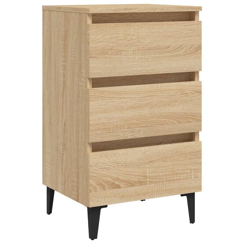 vidaXL Bed Cabinet Black Engineered wood, Metal Compact Bed Cabinet
