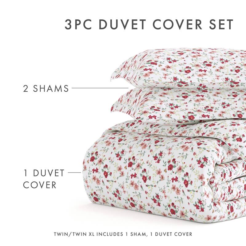 Simply Soft Oversized 3 Piece Blossoms Print Duvet Cover Set