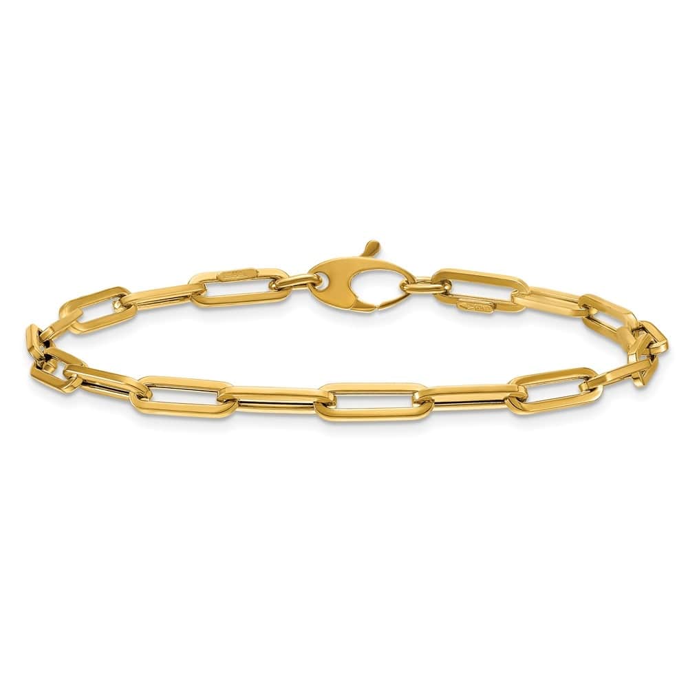 Curata Solid 18k Yellow Gold Italian 7.5" 4mm Paperclip Link Bracelet