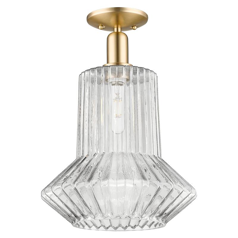 Innovations Lighting 716-1C-17-12 Springwater Semi-Flush Springwater - Champagne Bronze / Clear Fluted