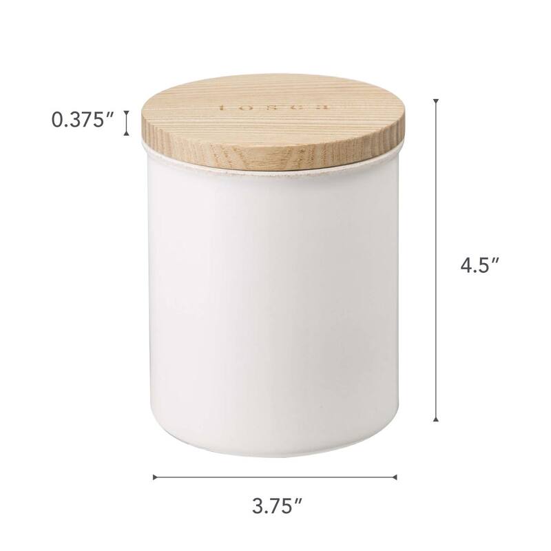 Yamazaki Home Ceramic Canister - Four Styles, Ceramic, Plain, 15.25 oz., 450 ml - L 3.74 x W 3.74 x H 4.53 inches