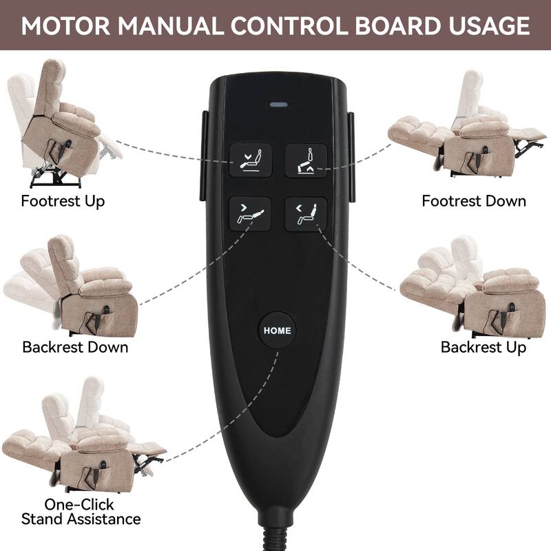 Large Dual Motor Power Lift Recliner Chair with Heat and Massage, Lazy Boy Living Room Single Recliner with Power-Remote