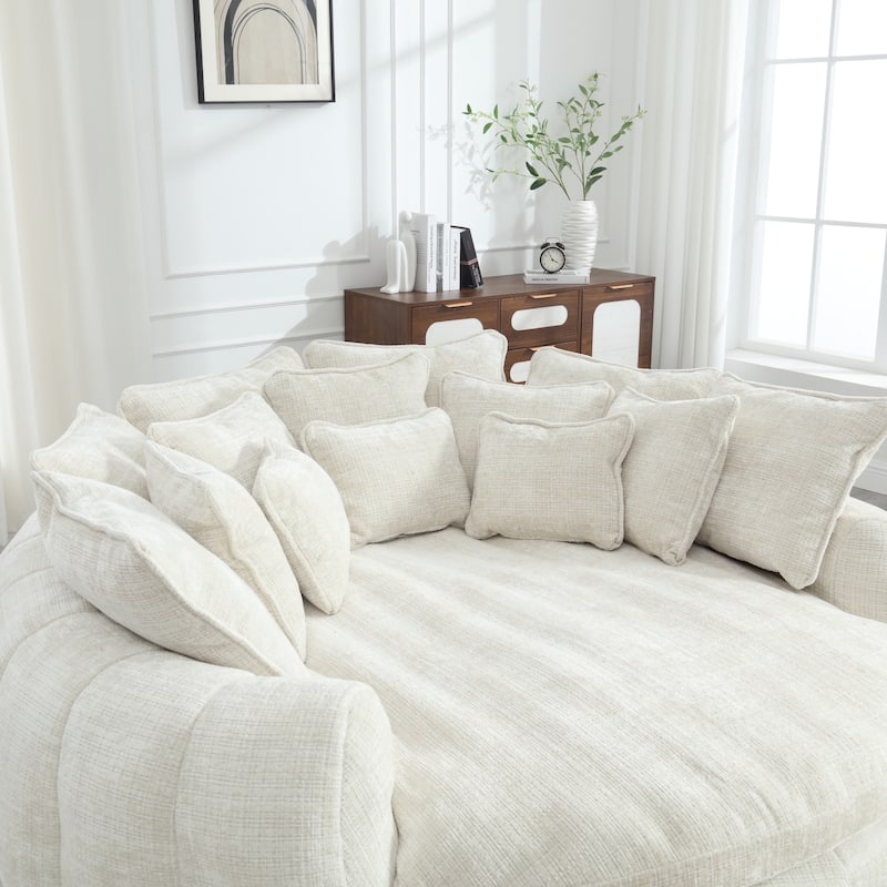 Comfortable Oversized Double Loaf High Back Round Sofa Bed with Armrests