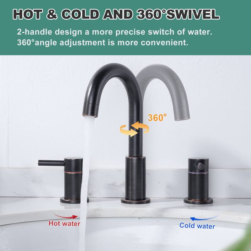 WOWOW 8 in. Widespread Double Handle Bathroom Faucet