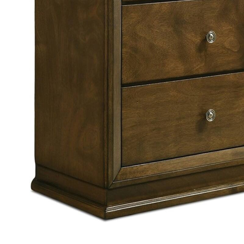 Rouk 7 Drawer Wide Dresser, Transitional, Walnut Brown Solid Wood